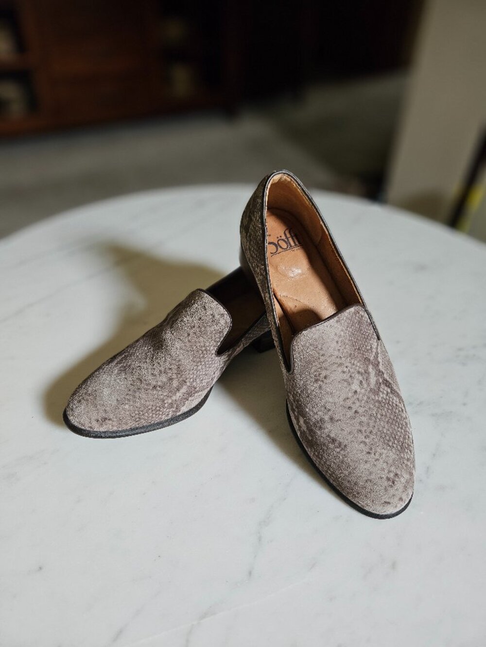Soft leather snakeskin loafers 8